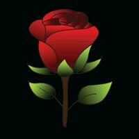 une rouge Rose avec vert feuilles vecteur
