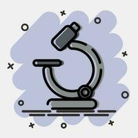 icône microscope. école et éducation éléments. Icônes dans bande dessinée style. bien pour impressions, affiches, logo, publicité, infographies, etc. vecteur