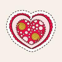cercle et spirale décoratif cœur forme sur lumière rose Contexte dans autocollant style. vecteur