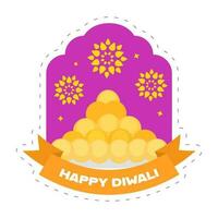 content diwali fête concept avec Indien bonbons, mandala ou fleurs sur violet et blanc Contexte. vecteur