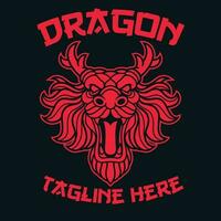 asiatique rouge dragon tête logo vecteur