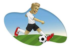 dessin animé Football football joueur donner un coup le Balle vecteur