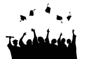 silhouette de célébration de remise des diplômes. formation de diplômé en éducation. bonne cérémonie académique. vecteur