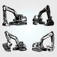 4 excavatrice professionnel silhouette gratuit vecteur