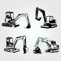 4 excavatrice professionnel silhouette gratuit vecteur