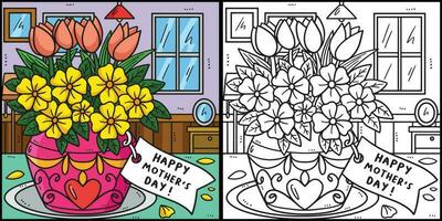 les mères journée fleurs et salutation carte illustration vecteur