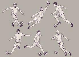 ensemble de ancien dessin de Football football joueur vecteur