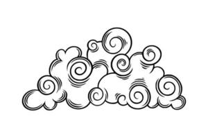 chinois nuage dans frisé style. décoratif boho nuage pour de fête asiatique conceptions. vecteur illustration