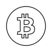 Bitcoin contour icône arrondie isolé sur le symbole de crypto-monnaie fond blanc vecteur