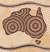 carte de l'Australie dessinée dans le style abstrait aborigène vecteur