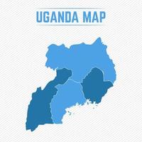 carte détaillée de l'Ouganda avec les régions vecteur
