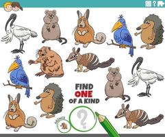 jeu unique pour les enfants avec des animaux drôles de dessins animés vecteur