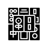 mahjong carrelage planche table glyphe icône vecteur illustration