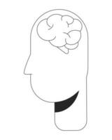 cerveau à l'intérieur minimaliste Humain tête plat ligne noir blanc vecteur concept. mental santé. modifiable dessin animé style icône. Facile isolé contour place illustration pour la toile graphique conception et animation