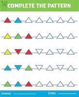 Achevée répéter motifs. feuille de travail pour enfants. pratiquant moteur compétences, amélioration compétences Tâches Achevée le modèle. dessiner et couleur. vecteur