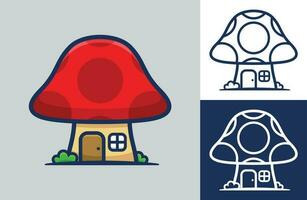 mignonne champignon maison. plat dessin animé style. vecteur icône illustration