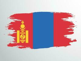 vecteur drapeau de Mongolie tiré avec une brosse