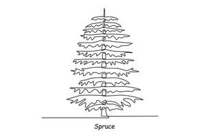 Célibataire un ligne dessin épicéa. arbre concept. continu ligne dessiner conception graphique vecteur illustration.