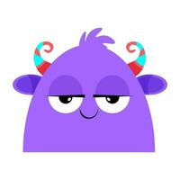 mignonne violet monstre avec une sourire et cornes vecteur