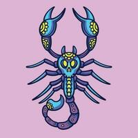 Scorpion fleur tatouage dessin animé vecteur