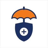 parapluie Célibataire icône bleu et Orange Assurance plat icône vecteur