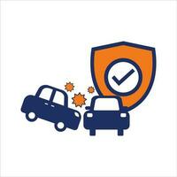 Célibataire icône voiture Assurance plan icône bleu et Orange Assurance vecteur