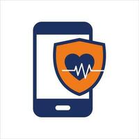 Assurance plan et bouclier icône sur téléphone acheter Assurance en ligne isoler plat icône vecteur