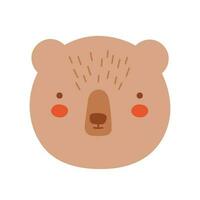 kawaii visage ours. scandinave visage ours. élément pour imprimer, carte postale et affiche. vecteur illustration