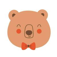 kawaii visage ours. scandinave visage ours. élément pour imprimer, carte postale et affiche. vecteur illustration