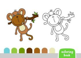 mignonne singe coloration livre pour des gamins page pour livres, les magazines, vecteur illustration griffonnage modèle