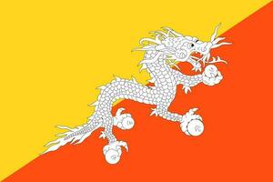 drapeau du bhoutan, couleurs officielles et proportion. illustration vectorielle. vecteur