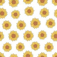 mignonne tournesols sans couture modèle. rétro, ancien style. conception pour textile, emballage papier, tissus vecteur