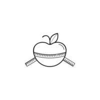 Pomme avec mesure ruban vecteur icône illustration