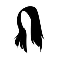 icône femme longue cheveux silhouette. concept de beauté, mode, salon, coiffure. vecteur illustration.
