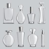 bouteilles en verre de parfum ensemble réaliste illustration vectorielle vecteur