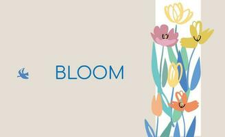 tulipe couronne de fleurs carte conception avec texte vecteur
