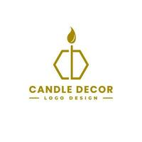 bougie décor avec lettre c et ré Feu logo icône vecteur illustration