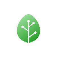 vert technologie logo avec une feuille logo icône vecteur illustration