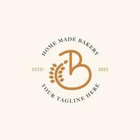 lettre b avec blé pour boulangerie magasin logo conception vecteur