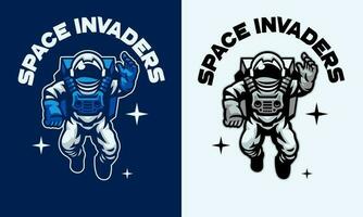 astronaute mascotte logo style flottant dans le air vecteur