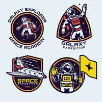 ensemble de espace astronaute badge emblème vecteur