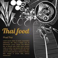 menu de la cuisine thaïlandaise isolé phad thai vecteur