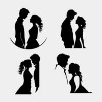 vecteur silhouette de content couple isolé sur blanc Contexte