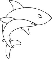 requin dessin animé isolé sur blanc vecteur