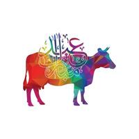 eid Al adha salutation carte. multi Couleur vache arabe polices vecteur illustration.