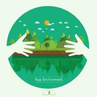 eco friendly mains câlin concept arbre vert. paysage naturel respectueux de l'environnement vecteur