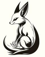 fennec Renard noir et blanc vecteur