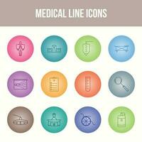 jeu d'icônes de ligne médicale unique vecteur