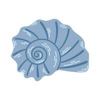 sous-marin mer coquille de rond spirale forme. rayé palourde coquille. moderne plat style illustration isolé sur blanc Contexte. vecteur