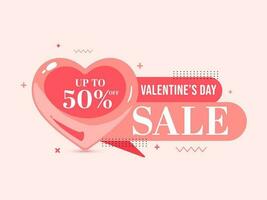 la Saint-Valentin journée vente affiche conception avec remise offre et rouge cœur sur pastel rose Contexte. vecteur